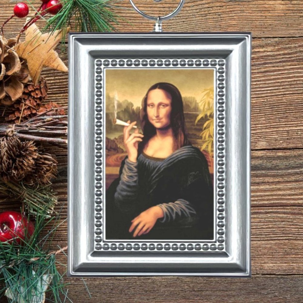 Mona‎ Lisa Parody Smoking Custom Made Christmas Tree Ornament